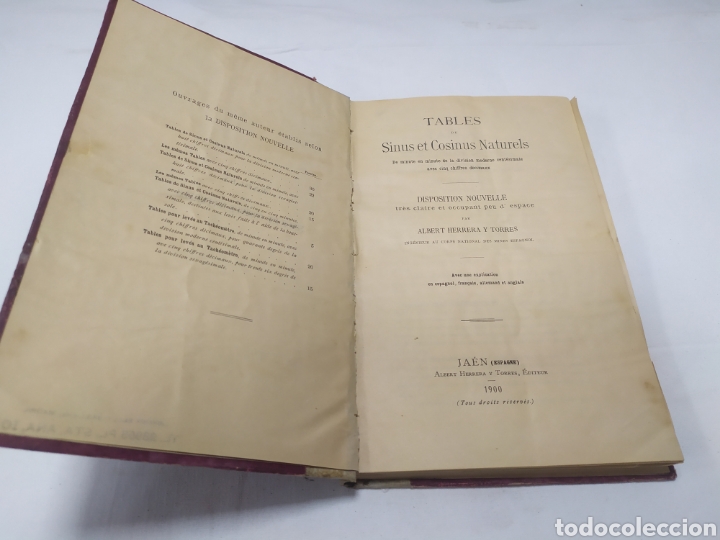 Libros antiguos: Tablas de senos y cosenos naturales, 1900 - Foto 3