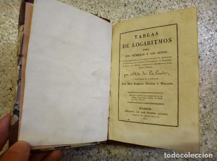 Libros antiguos: Tablas de logaritmos para n&uacute;meros y senos. 1830 - Foto 1