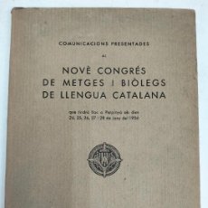 Libros antiguos: RV-287. NOVÈ CONGRÉS DE METGES I BIÒLEGS DE LLENGUA CATALANA. PERPINYÀ, 1936.