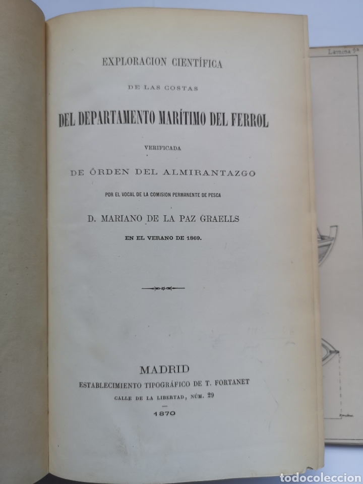 Libros antiguos: Exploraci&oacute;n Cient&iacute;fica de las Costas del Departamento Mar&iacute;timo del Ferrol 1870 - Foto 1