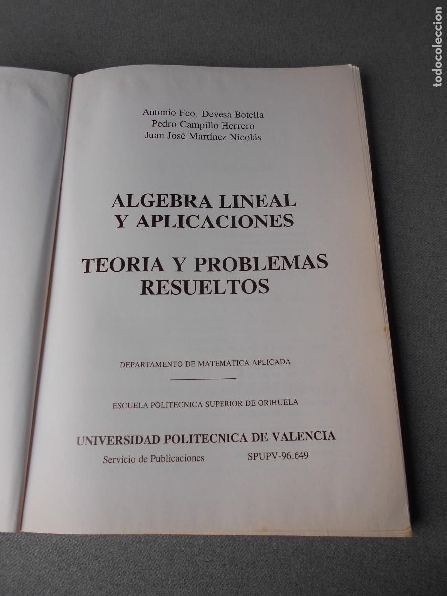 Libros antiguos: ALGEBRA Y APLICACIONES - Foto 3