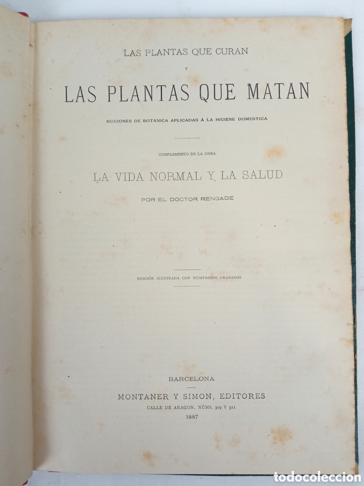 Antiquarische B&uuml;cher: LAS PLANTAS QUE CURAN Y LAS PLANTAS QUE MATAN - DR. RENGADE - MONTANER Y SIM&Oacute;N - 1887