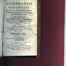 Libros antiguos: TOSCA, ,COMPENDIO MATHEMATICO, TOMO IV 1727 ...RR NIOFERTA