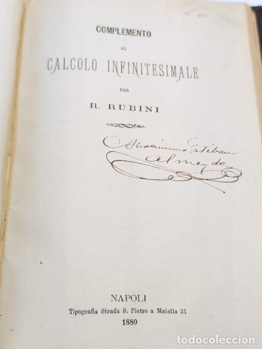 Libros antiguos: Elementi di calcolo infinitesimale. R Rubini. Parte prima, parte seconda, complemento. 1874. Napoli. - Foto 9