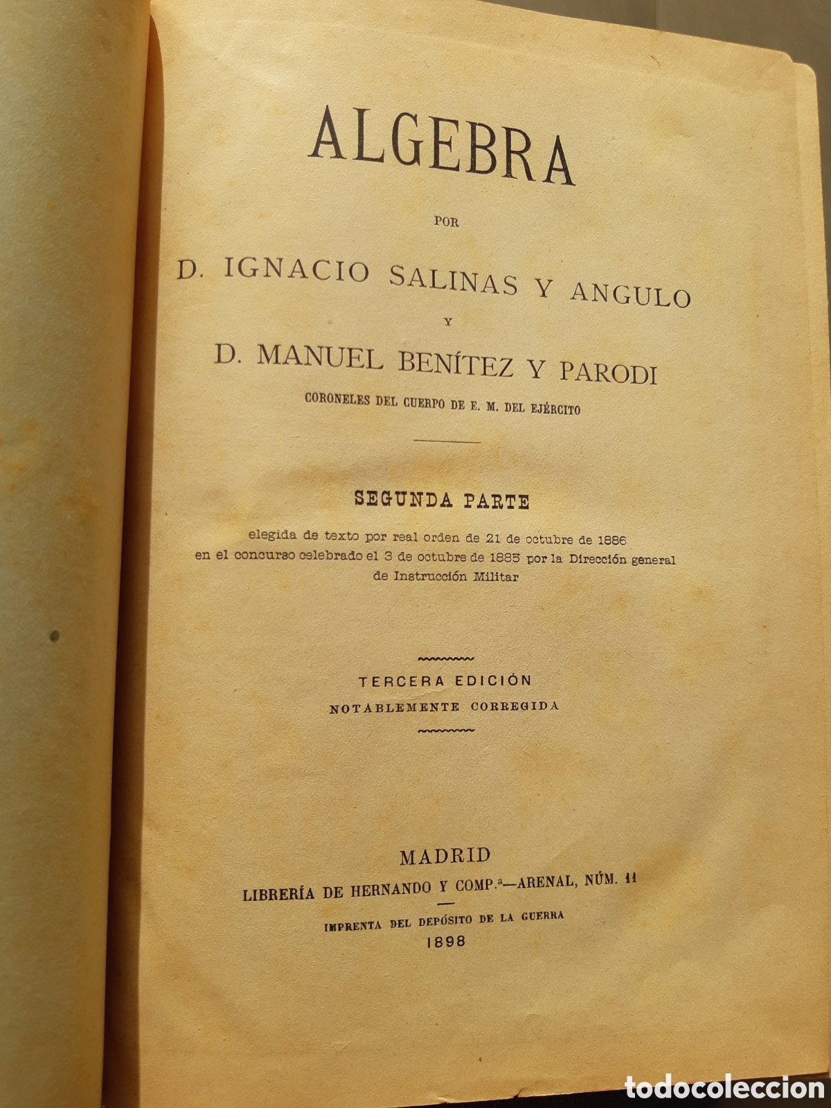 Libros antiguos: &Aacute;lgebra, tomo 2 de D.ignacio salinas y angulo. Madrid 1898 - Foto 2