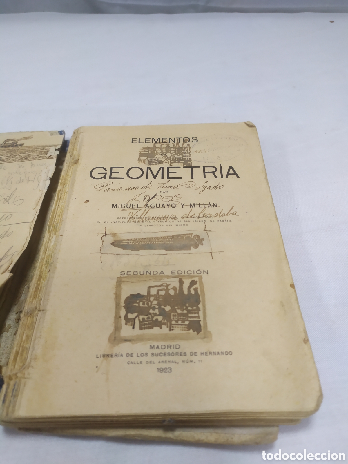 Libros antiguos: Elementos de geometr&iacute;a. Miguel Aguayo, 1923 - Foto 3