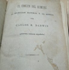 Libros antiguos: EL ORIGEN DEL HOMBRE DARWIN PRIMERA EDICION ESPAÑOLA. Lote 385530379