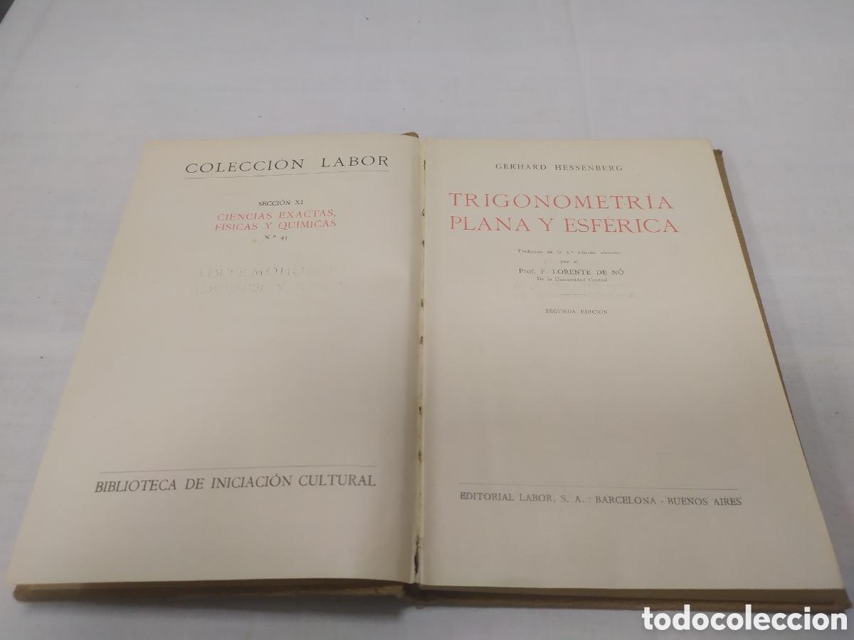 Libros antiguos: Trigonometr&iacute;a plana y esf&eacute;rica. Germ&aacute;n Hessenberg, 1925 - Foto 3