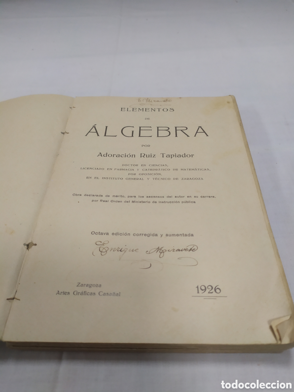 Libros antiguos: Elementos de &Aacute;lgebra. Adoraci&oacute;n Ruiz, 1926 - Foto 4