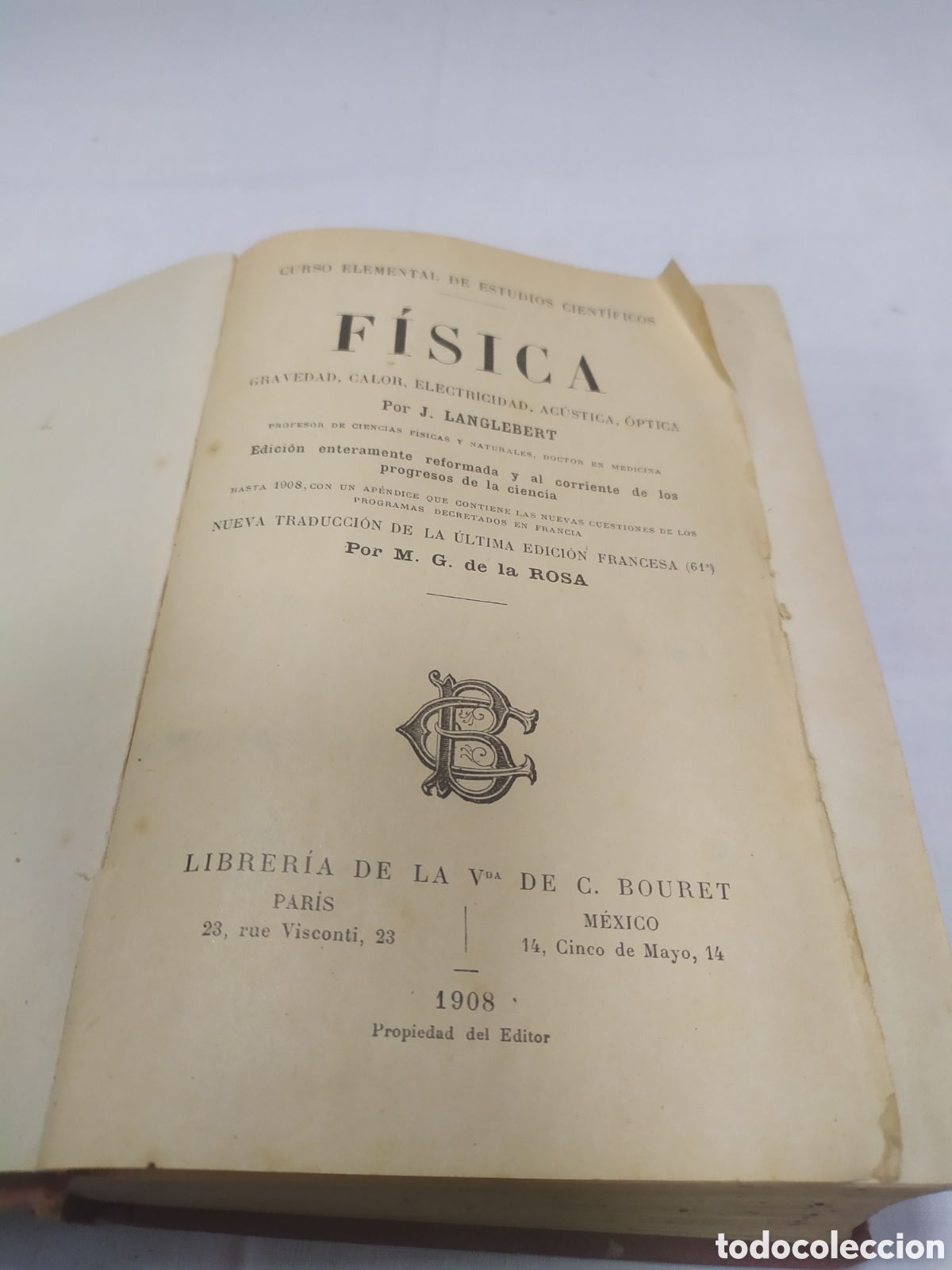 Libros antiguos: F&iacute;sica. J. Langlebert, 1908 - Foto 3