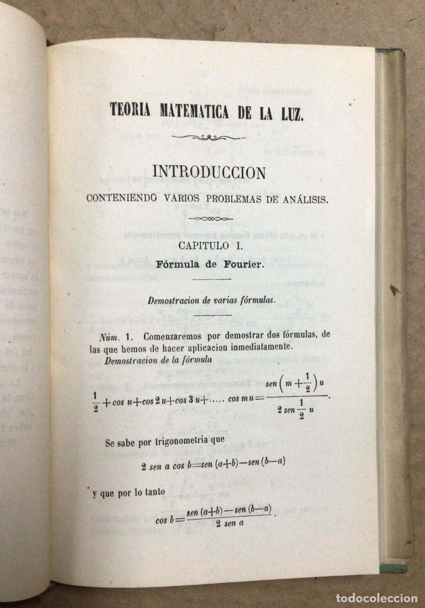 Libros antiguos: JOS&Eacute; ECHEGARAY - TEOR&Iacute;A MATEM&Aacute;TICA DE LA LUZ - 1871 - Foto 3