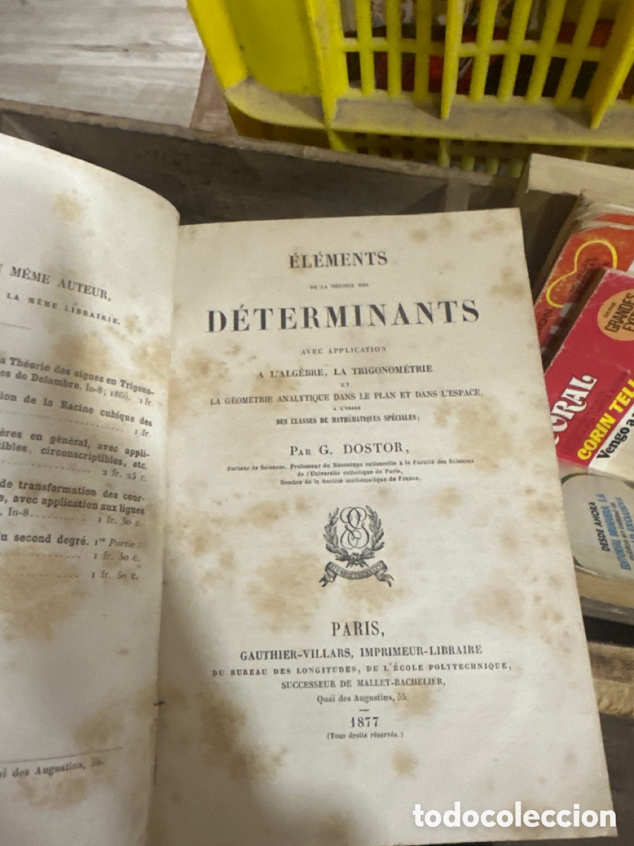 Libros antiguos: Elementos determinantes escrito en Frances paris 1877 G. Dostor - Foto 2