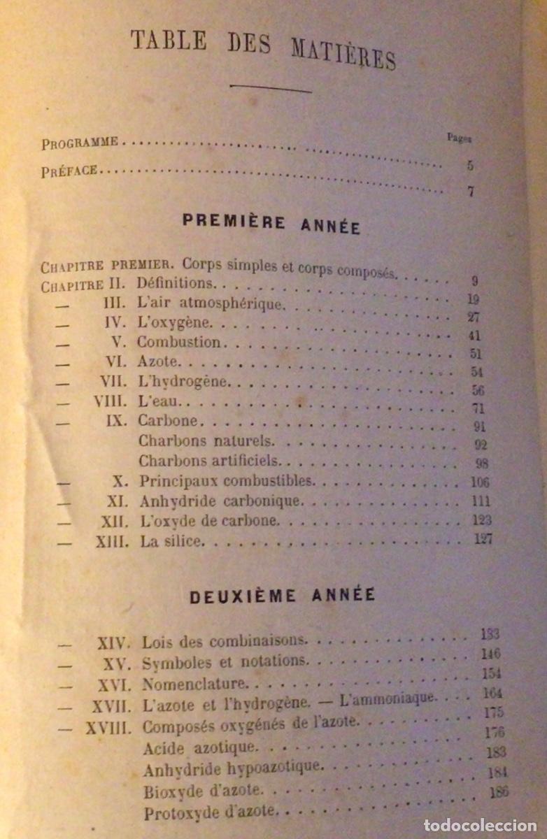 Libros antiguos: Le&ccedil;ons elementaires de chimie. C. Haraucourt. Paris, 1894. - Foto 7