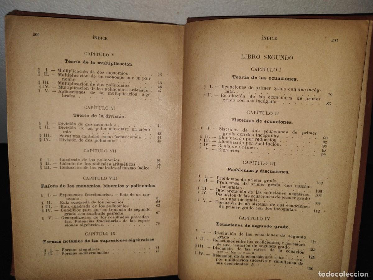 Libros antiguos: 64- CURSO ELEMENTAL DE &Aacute;LGEBRA - ARTURO A. LAMADRID - 1913 - Foto 6