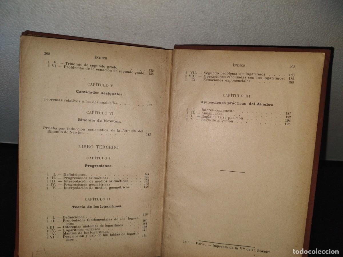 Libros antiguos: 64- CURSO ELEMENTAL DE &Aacute;LGEBRA - ARTURO A. LAMADRID - 1913 - Foto 7