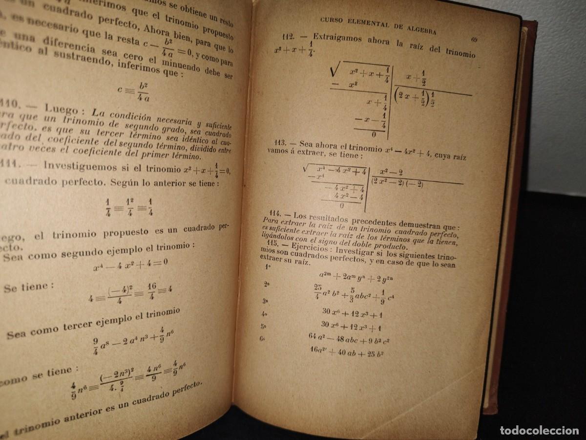 Libros antiguos: 64- CURSO ELEMENTAL DE &Aacute;LGEBRA - ARTURO A. LAMADRID - 1913 - Foto 9