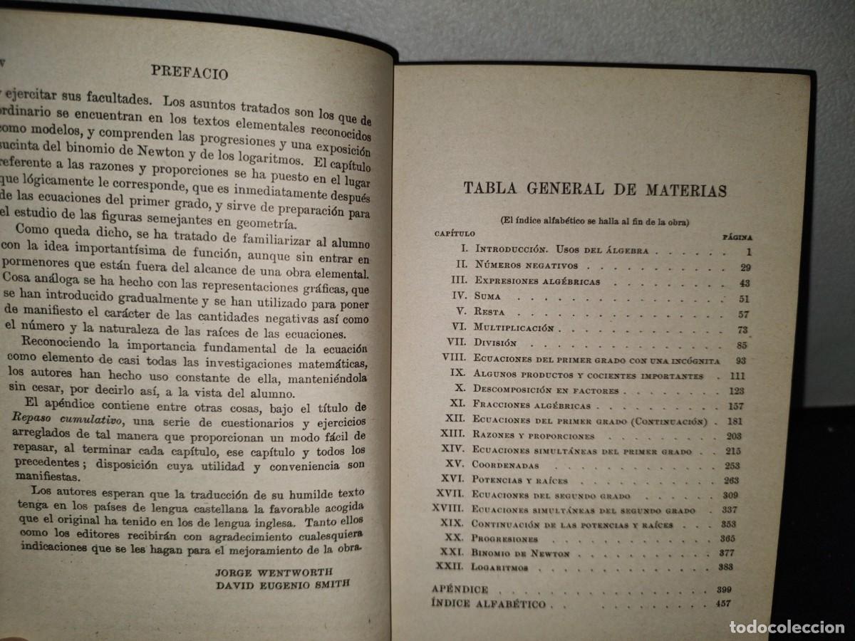Libros antiguos: 65- ELEMENTOS DE &Aacute;LGEBRA - JORGE WENTWORTH, DAVID EUGENIO SMITH - 1917 - Foto 5