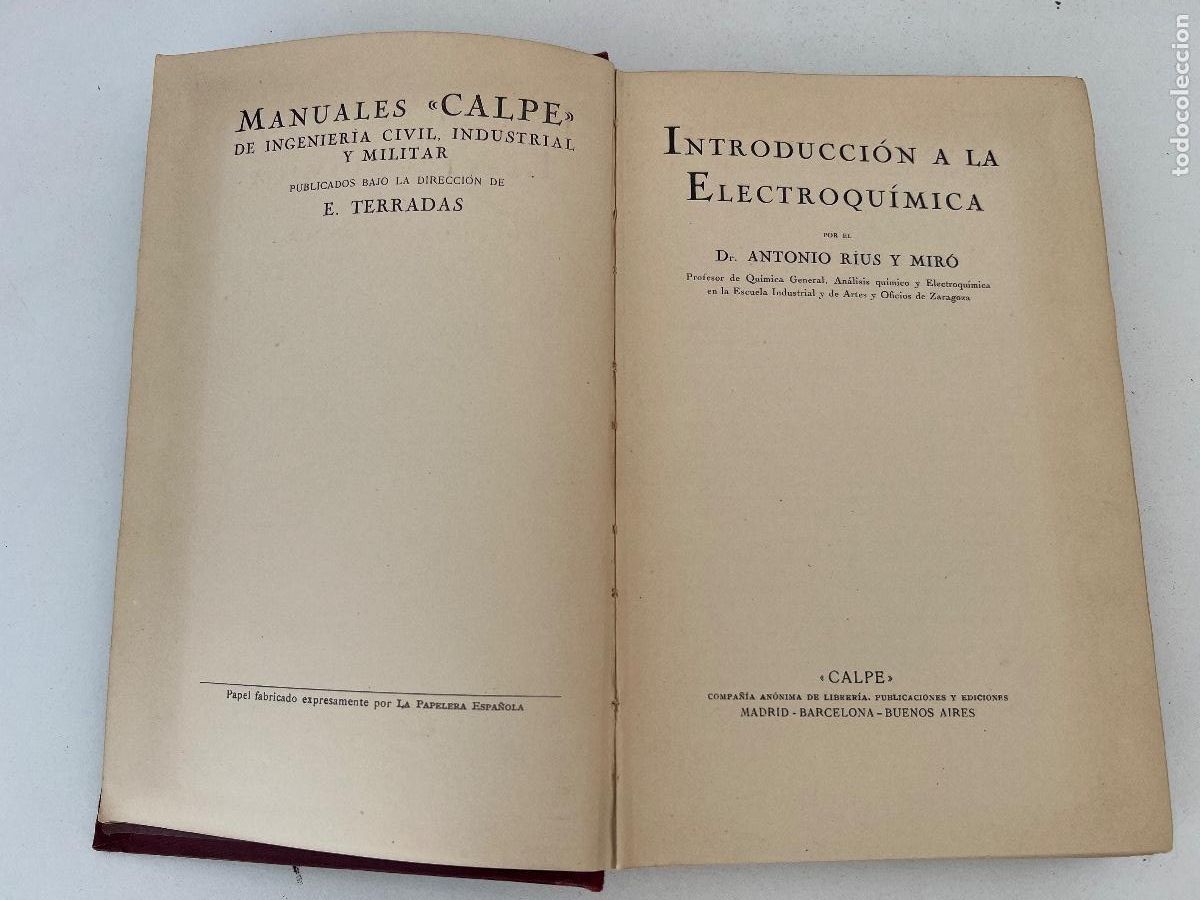 Libros antiguos: INTRODUCCION A LA ELECTROQUIMICA A. RIUS Y MIR&Oacute; ED. CALPE 1922 - Foto 4