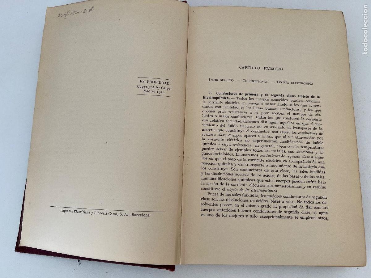Libros antiguos: INTRODUCCION A LA ELECTROQUIMICA A. RIUS Y MIR&Oacute; ED. CALPE 1922 - Foto 5