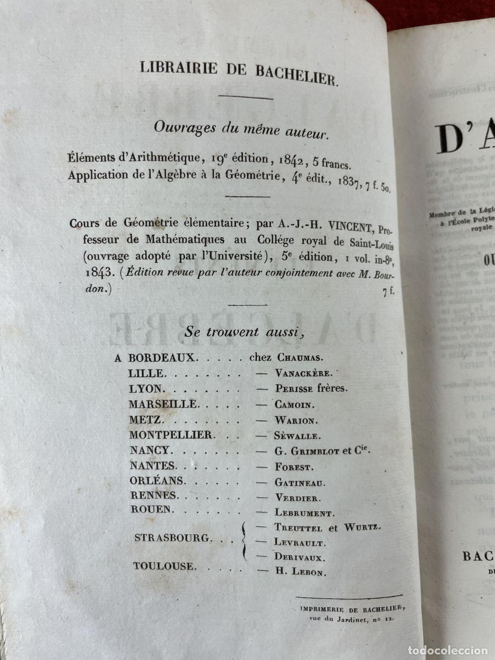 Libros antiguos: ELEMENTOS DE ALGEBRA. M BOUDON. 9A EDICION. PARIS. 1843 - Foto 4