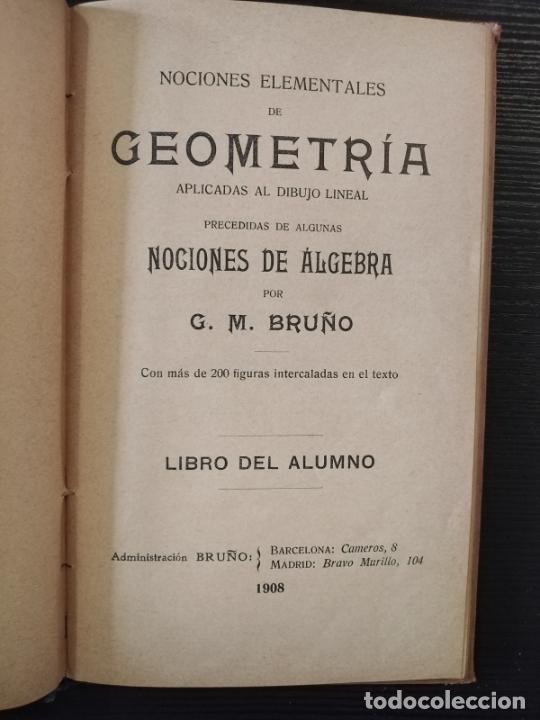 Libros antiguos: Geometr&iacute;a - G. M. Bru&ntilde;o - Foto 2