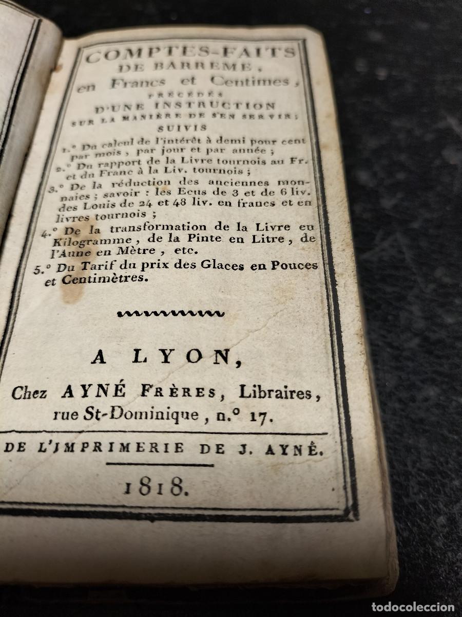 Libros antiguos: CONTES-FAITS DE BARREME, en Francs et Centimes, Lyon, 1818. - Foto 1