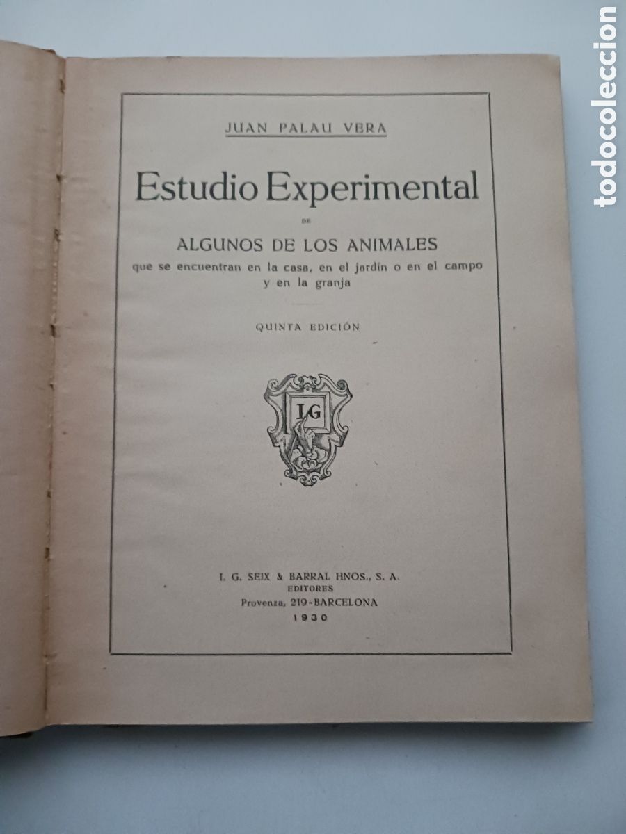 Libros antiguos: Estudio experimental de algunos animales 1930 - Foto 3