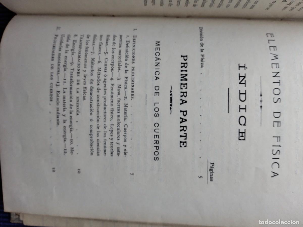 Libros antiguos: Elementos de f&iacute;sica La Coru&ntilde;a - Foto 4