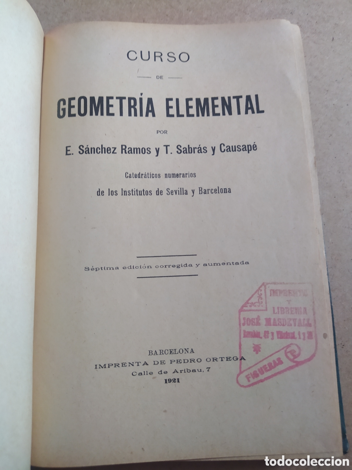 Libros antiguos: Geometr&iacute;a elemental - sabr&agrave;s - 1921 s&eacute;ptima edici&oacute;n - Foto 2