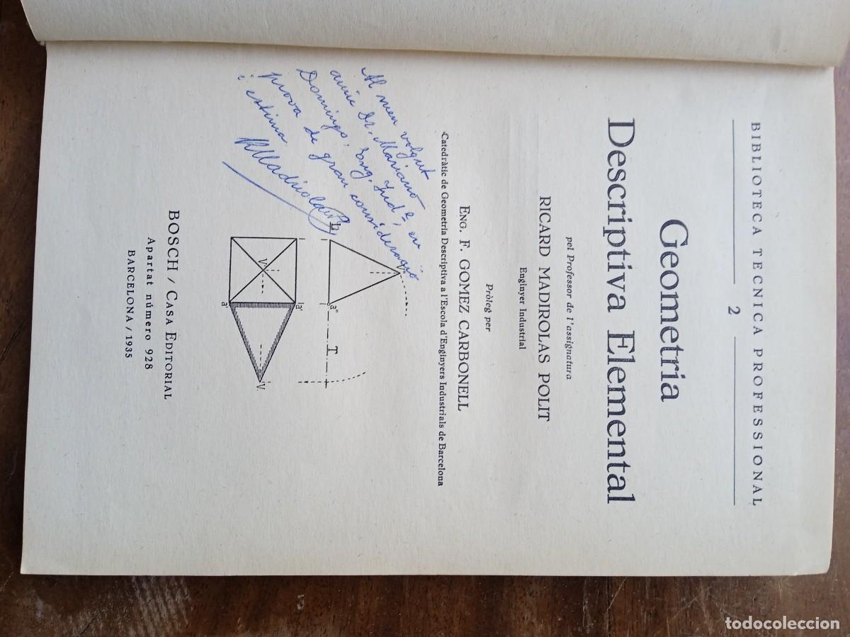 Libros antiguos: Geometr&iacute;a descriptiva elemental 1935 - Foto 3