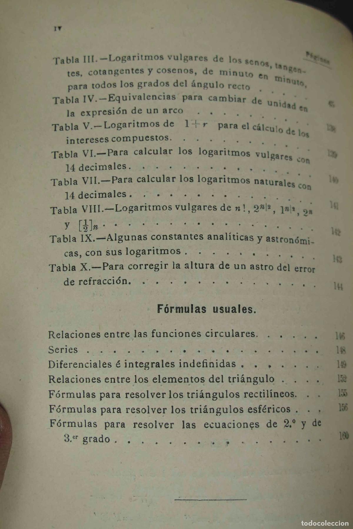 Libros antiguos: Tablas de Logaritmos. J.M. Bartrina y Capella. 1908 - Foto 2