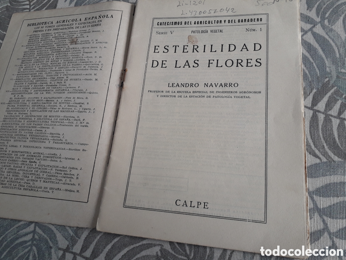 Libros antiguos: ESTERILIDAD DE LAS FLORES, LEANDRO NAVARRO, - Foto 2