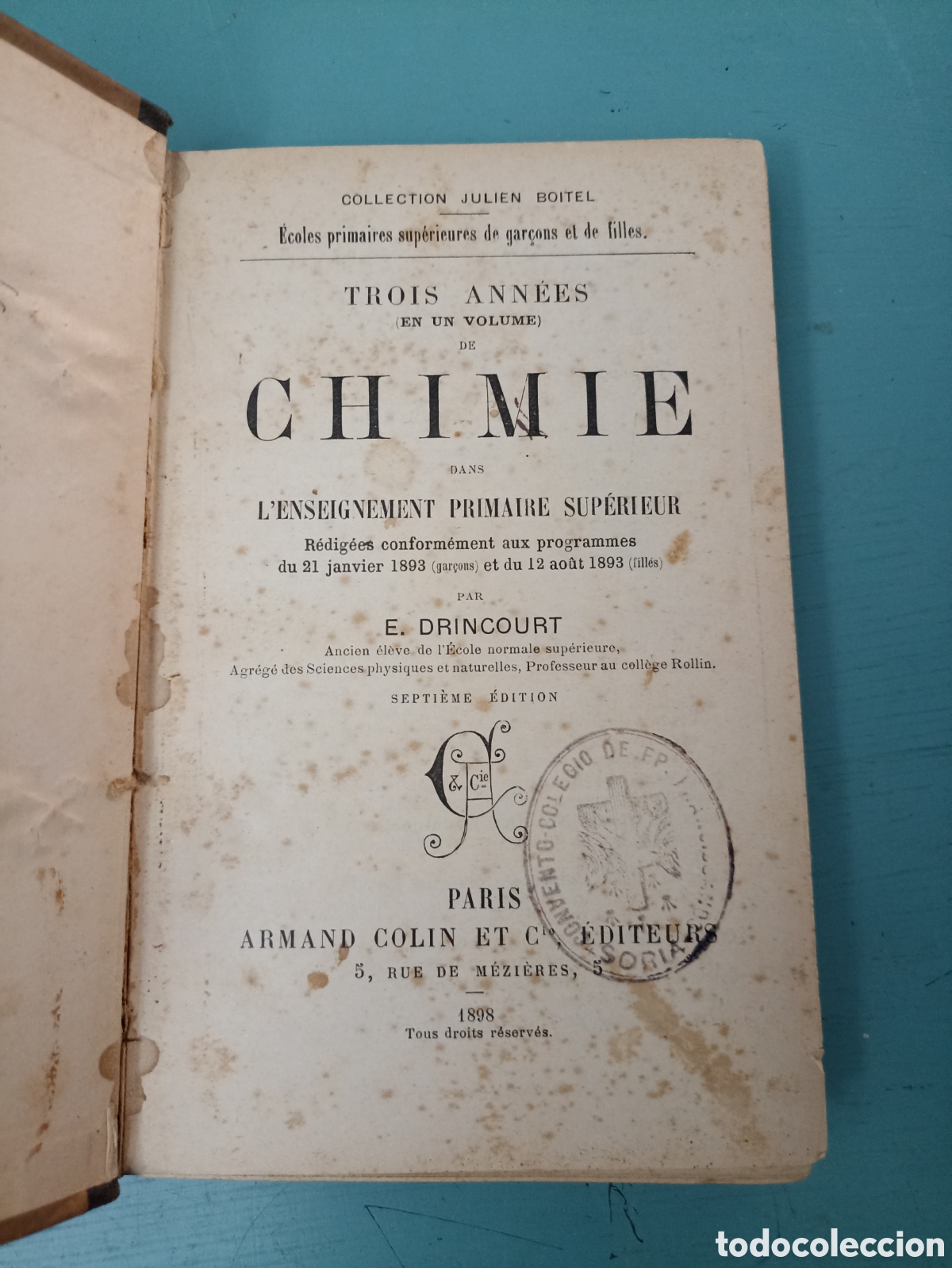 Libros antiguos: Chimie. E. Drincourt. Paris 1898 - Foto 1