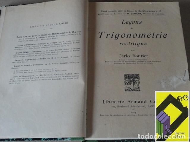 Libros antiguos: BOURLET, Carlo: Le&ccedil;ons de trigonom&eacute;trie rectiligne - Foto 2