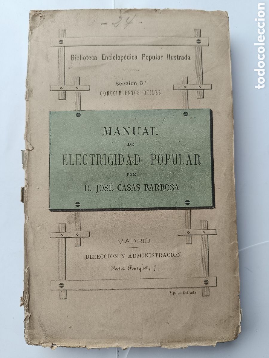 Old books: Manual electricidad popular por Casas Barbosa 1881