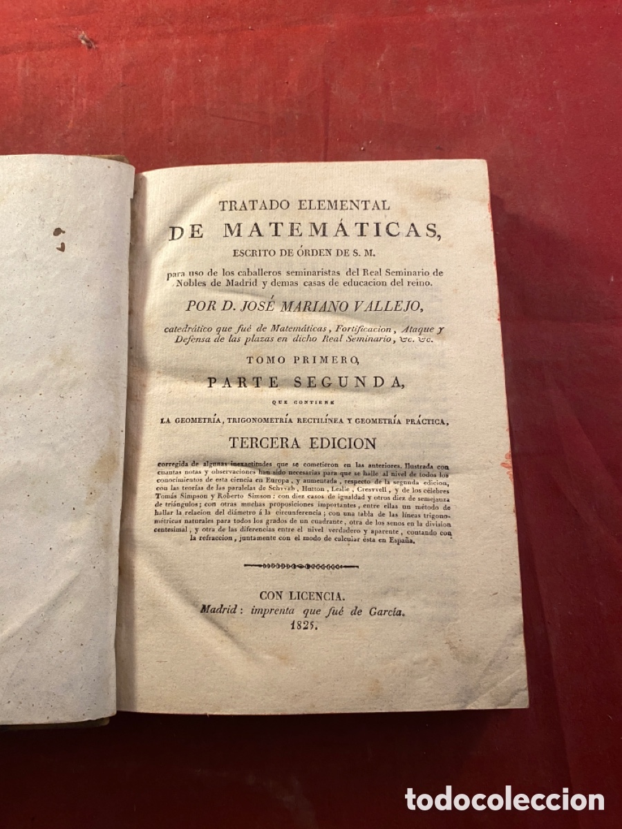 Libros antiguos: TRATADO DE MATEM&Aacute;TICAS 1825 - Foto 2