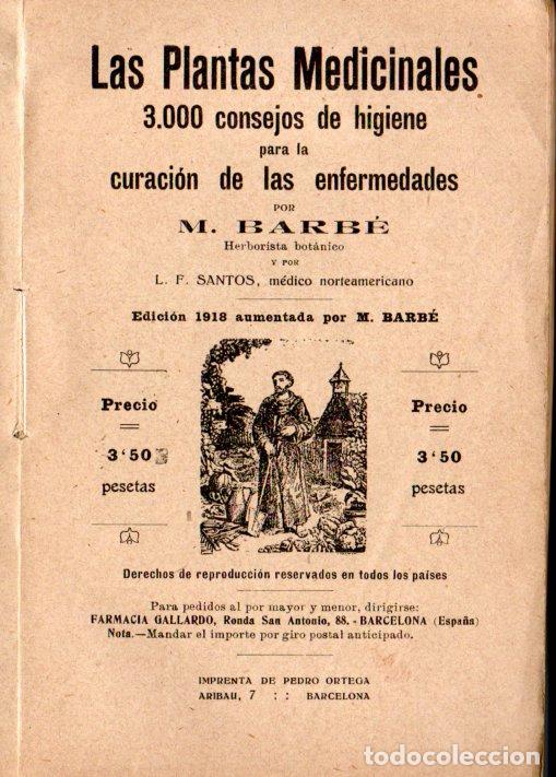 Libros antiguos: BARB&Eacute; : PLANTAS MEDICINALES (ORTEGA, 1918) - Foto 3