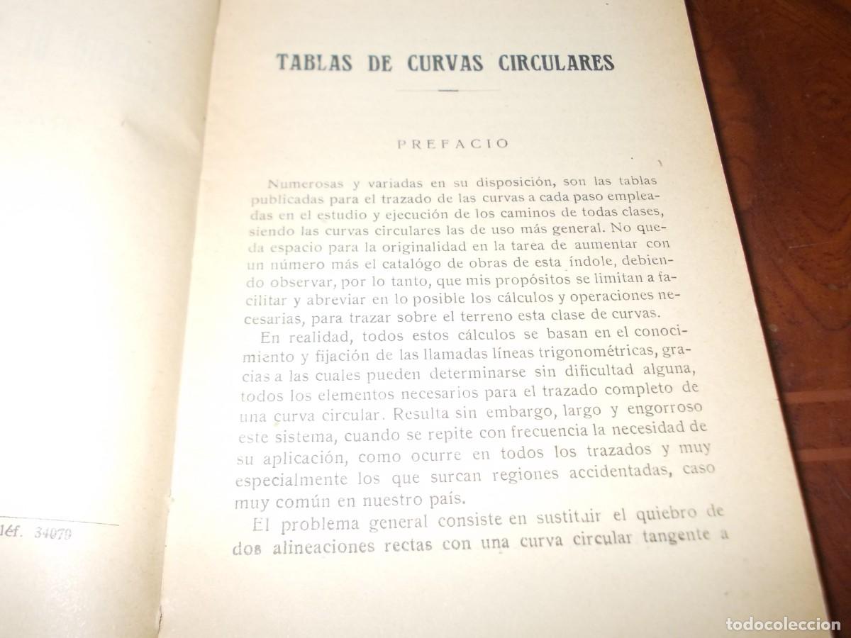 Libros antiguos: Tablas para el trazado de curvas circulares. Rafael Coderch. Manuales Romo 4&ordf; ed. 1.930, defecto - Foto 4