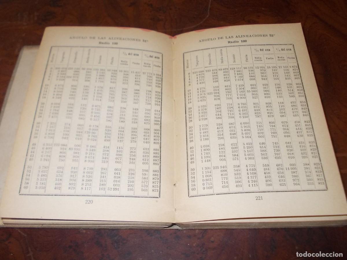 Libros antiguos: Tablas para el trazado de curvas circulares. Rafael Coderch. Manuales Romo 4&ordf; ed. 1.930, defecto - Foto 6