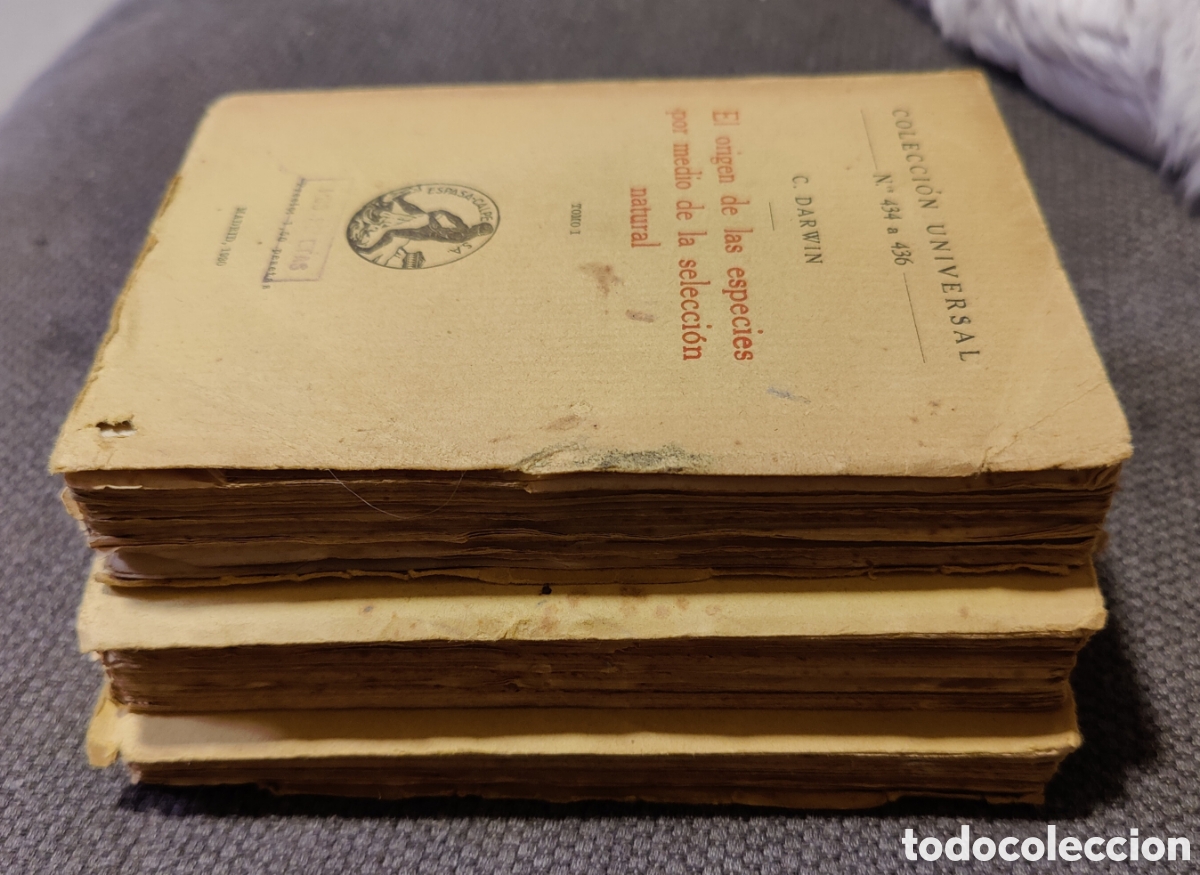 Libros antiguos: El origen de las especies C.Darwin, colecci&oacute;n de 3 tomos - Foto 3