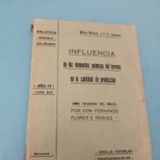 Libros antiguos: INFLUENCIA DE LOS ELEMENTOS QUÍMICOS DEL TERRENO. WHITNEY Y CAMERON. 1906