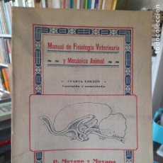 Libros antiguos: RARO. MANUAL DE FISIOLOGÍA VETERINARIA Y MECÁNICA ANIMAL, P. MOYANO, ZARAGOZA, 1927, L42