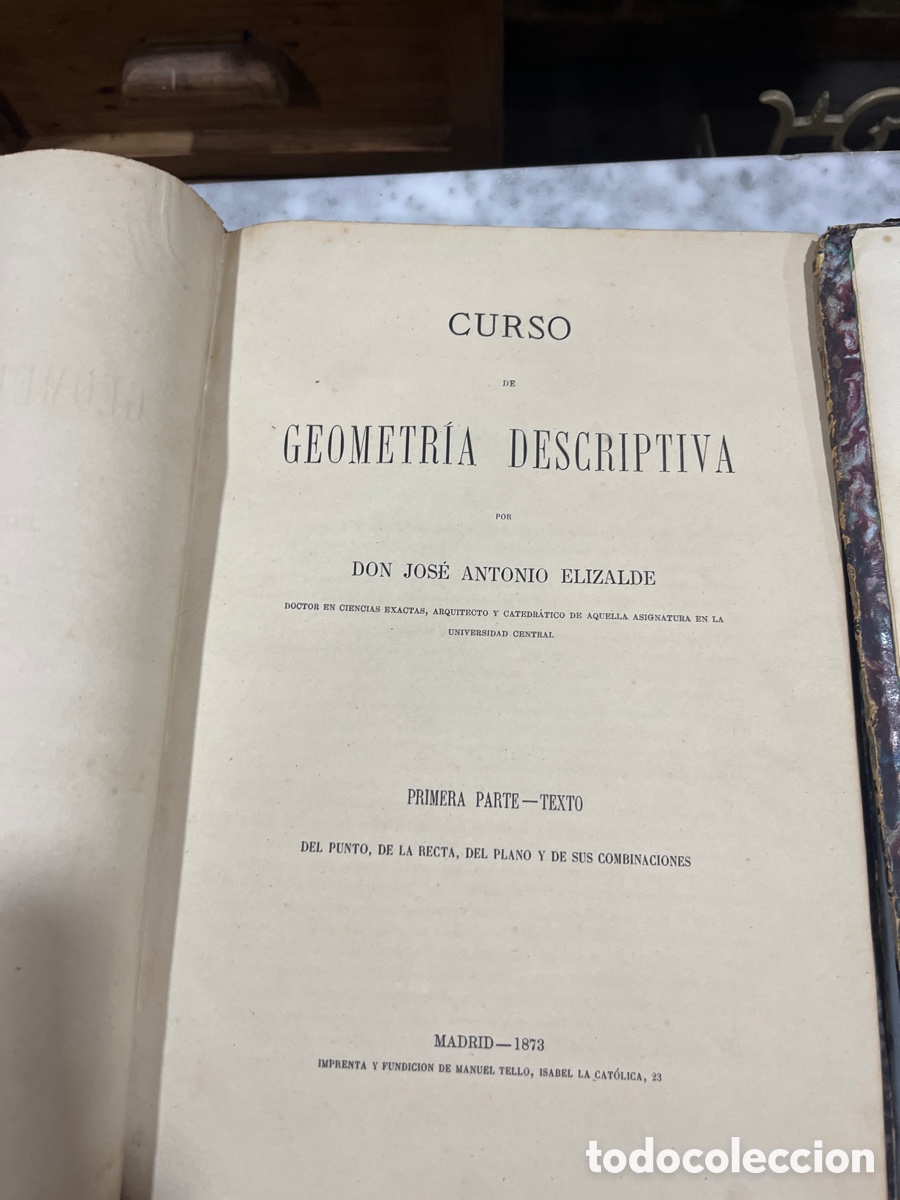 Libros antiguos: Pareja de libros de curso geom&eacute;trico descriptiva - Foto 2