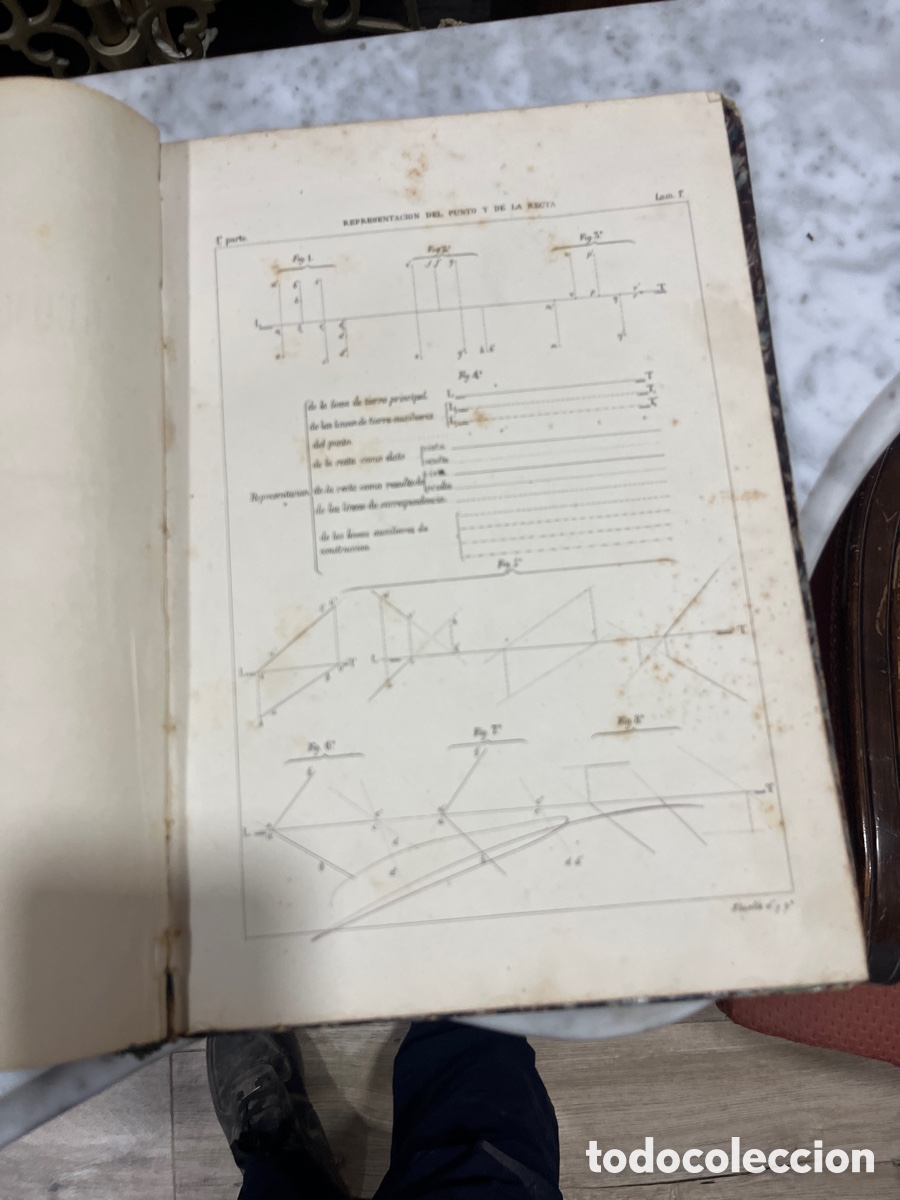 Libros antiguos: Pareja de libros de curso geom&eacute;trico descriptiva - Foto 4
