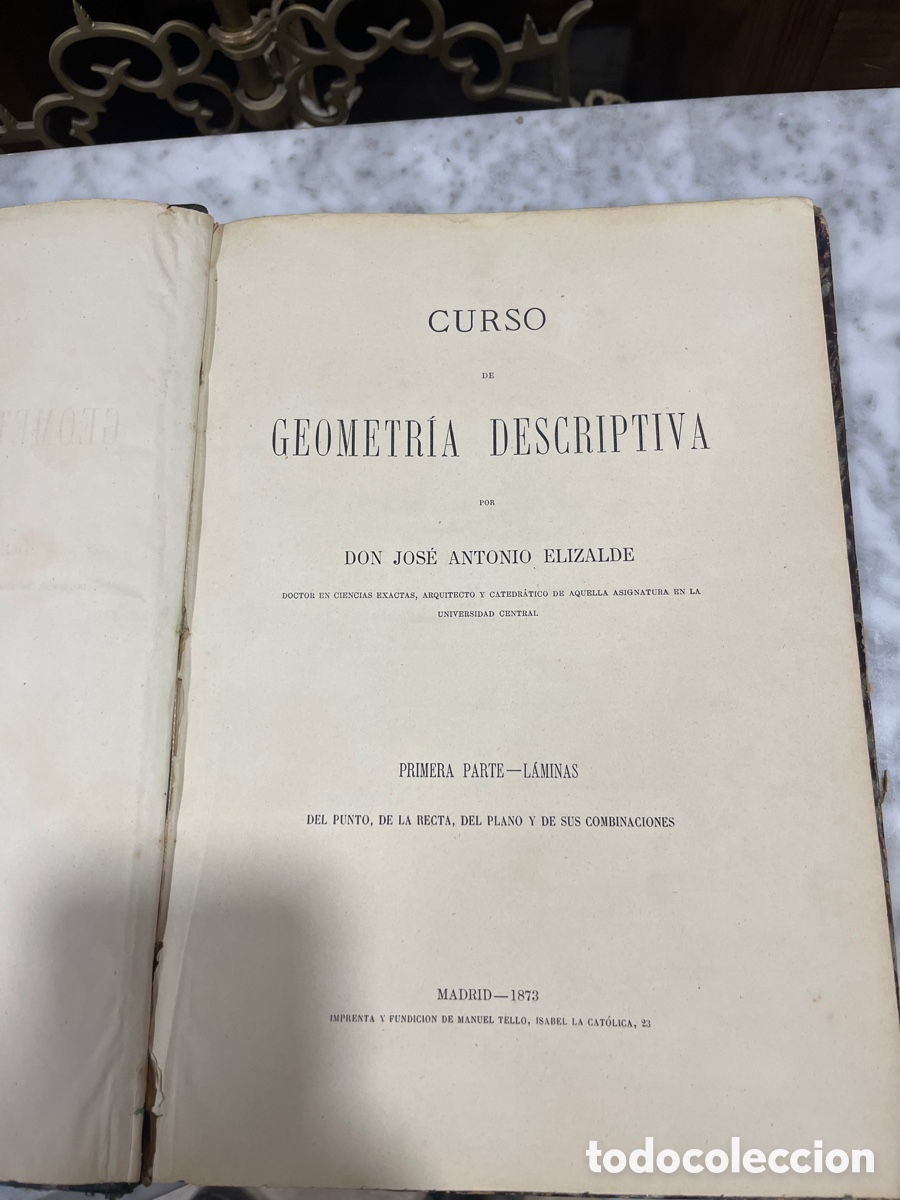 Libros antiguos: Pareja de libros de curso geom&eacute;trico descriptiva - Foto 1