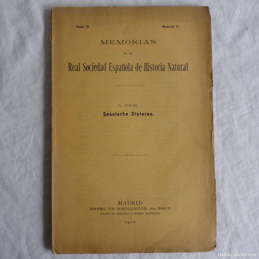 Libros antiguos: Spanische Dipteren, G. Strobi 1906, 150 p&aacute;g. en alem&aacute;n - Foto 1
