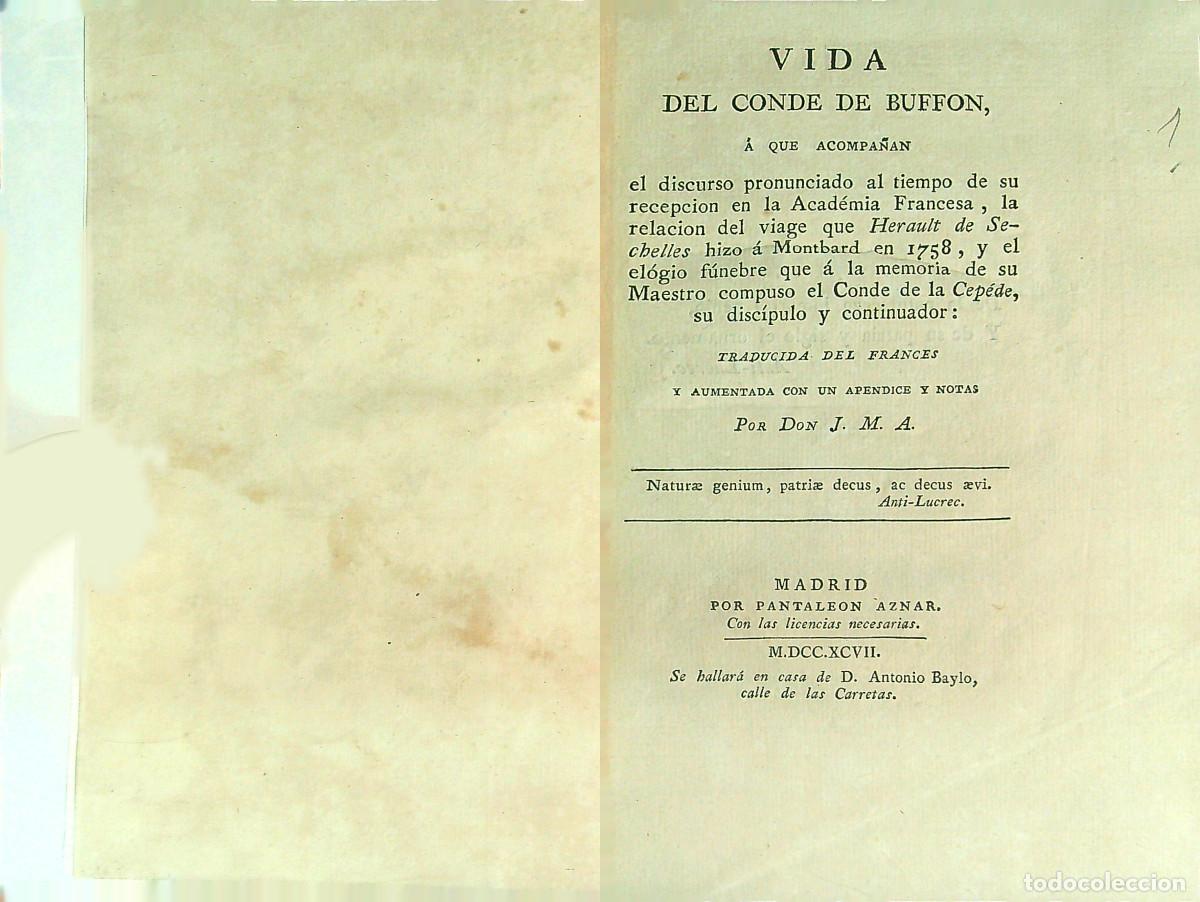 Libros antiguos: VIDA DEL CONDE DE BUFFON - 1797 - MADRID - Foto 2