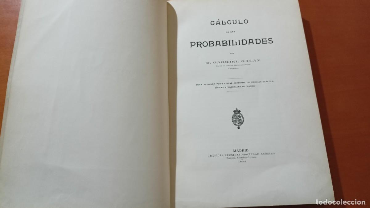 Old books: C&aacute;lculo de las probabilidades - D. Gabriel Gal&aacute;n - 1923