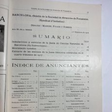 Libri antichi: BOLETIN SOCIEDAD DE ATRACCION DE FORASTEROS 1ER TRIMESTRE 1918. MUSEU MARTORELL. FAUNA CATALUNYA
