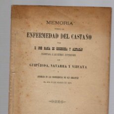Libros antiguos: MEMORIA SOBRE LA ENFERMEDAD DEL CASTAÑO. JOSE MARIA DE GOICOECHEA Y ALZUARN. AÑO 1900